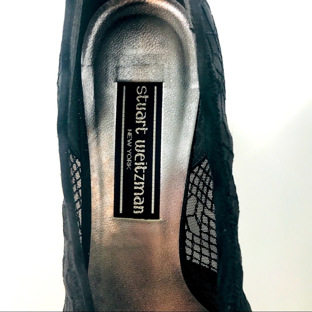 Vtg Stuart Weitzman Black Structured Lace Low Heel - image 7